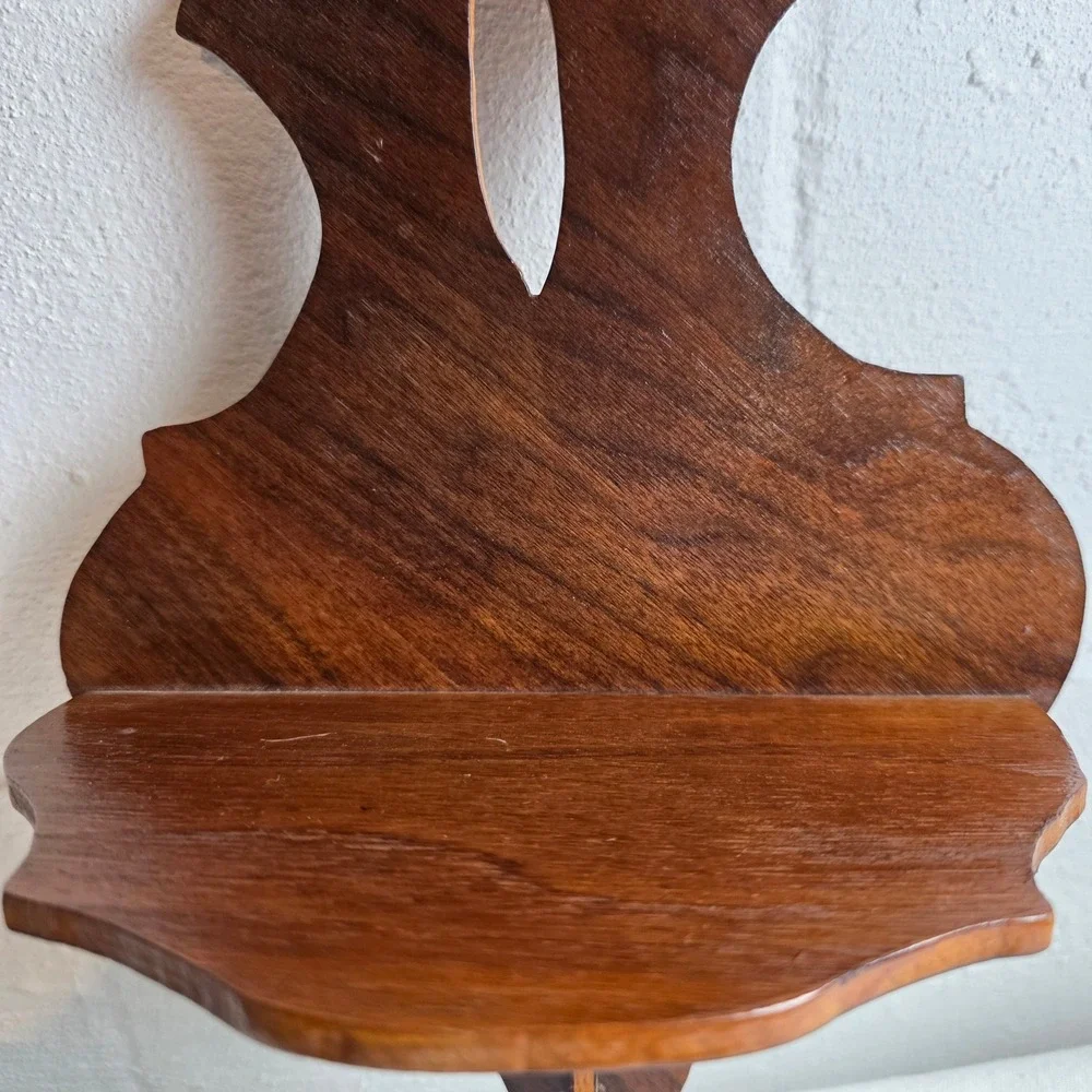 Vintage Dark Walnut Wood Rustic Wall Corbel Shelf Scalloped Scrollwork